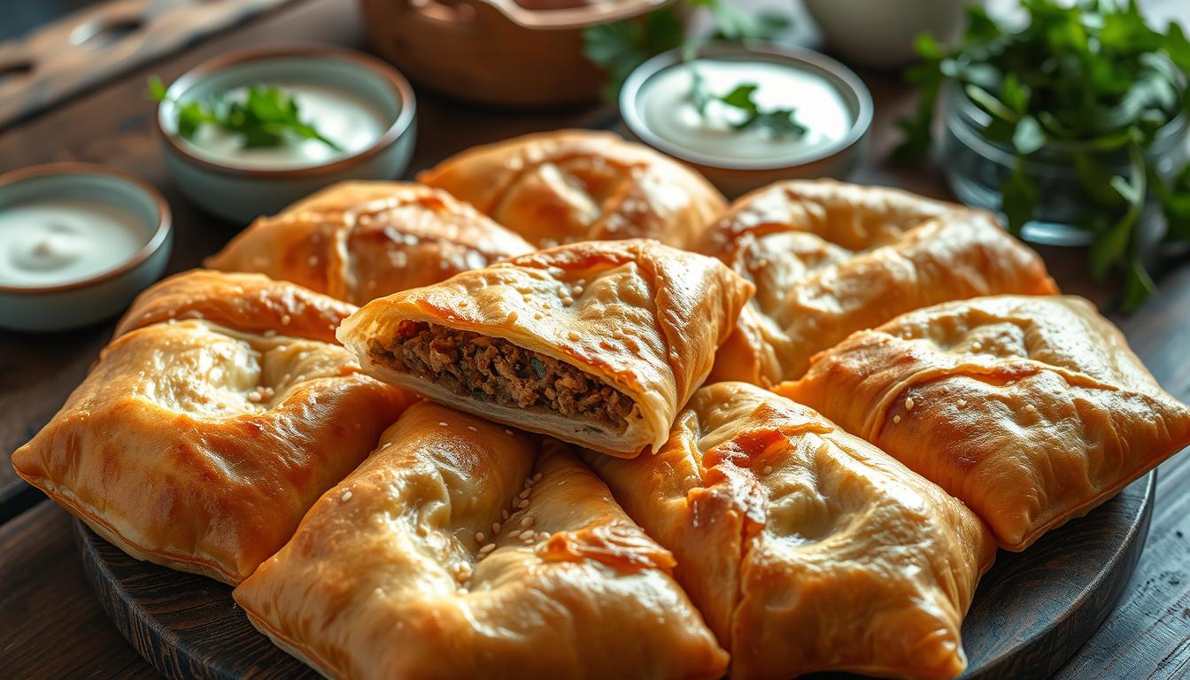 Rezept für Burek (gefüllter Blätterteig) Rezept für Burek (gefüllter Blätterteig)