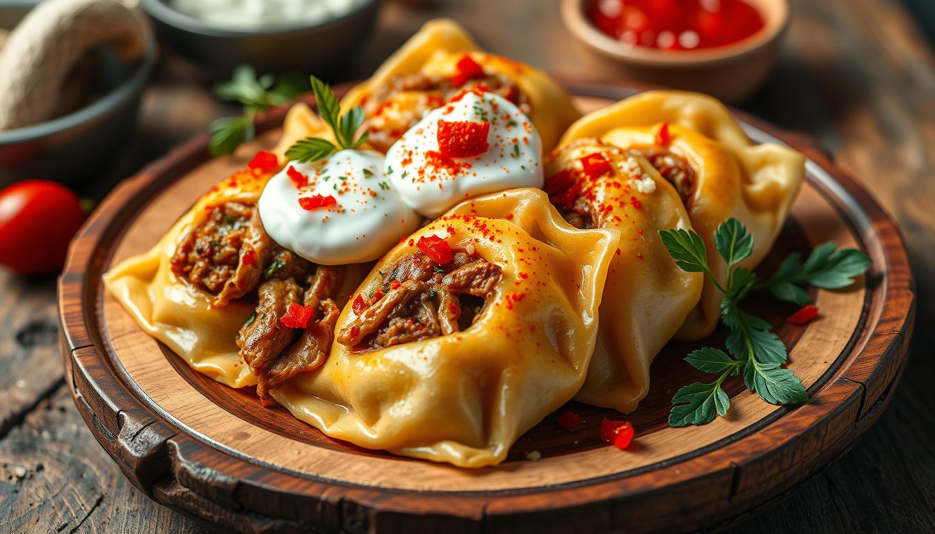 Rezept für Manti (gefüllte Teigtaschen) Rezept für Manti (gefüllte Teigtaschen)