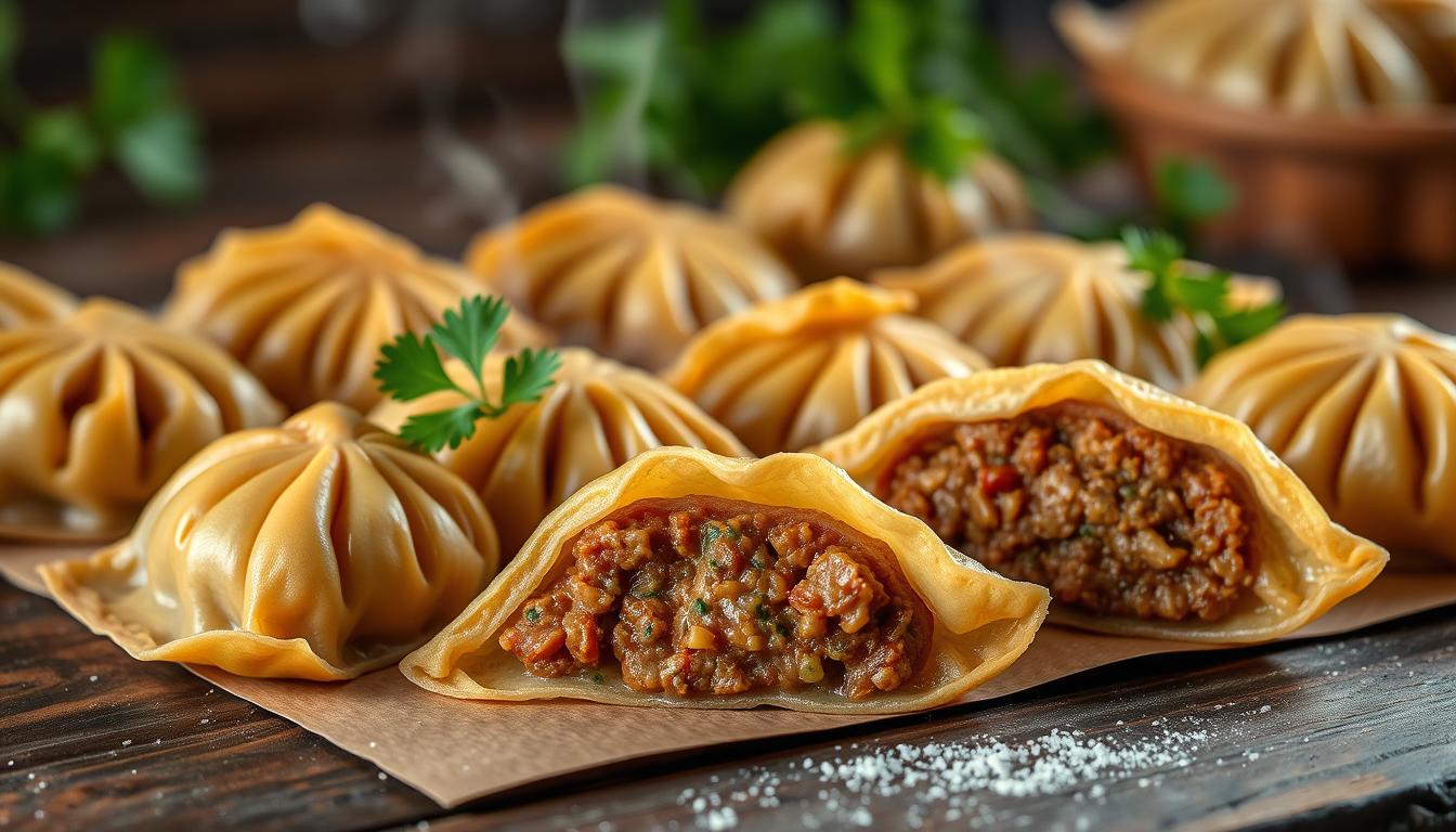 Rezept für Mantije (gefüllte Teigtaschen) Rezept für Mantije (gefüllte Teigtaschen)