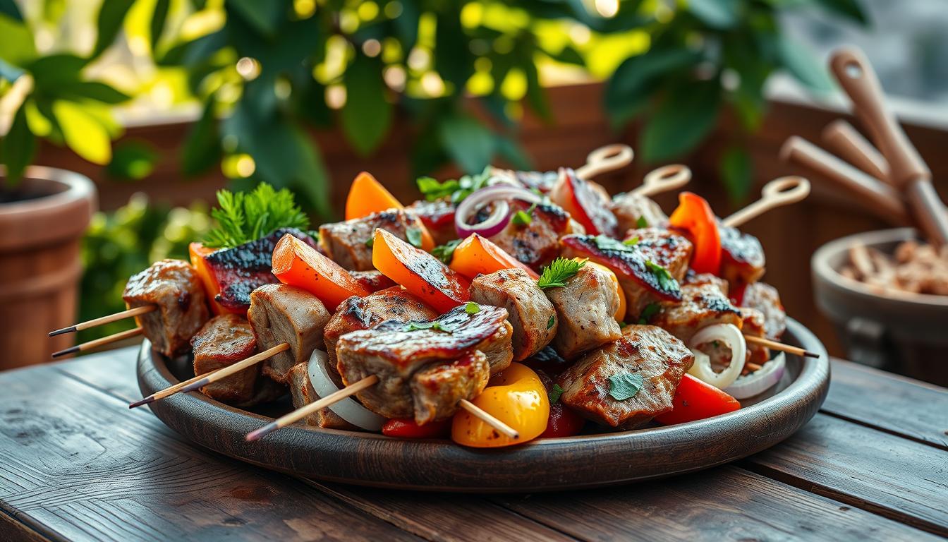 Rezept für Ražnjići (Schweinefleischspieße) Rezept für Ražnjići (Schweinefleischspieße)