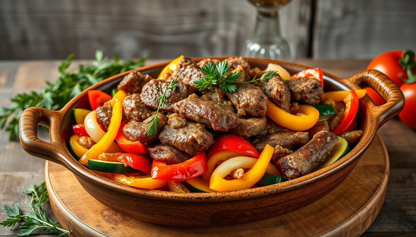 Rezept für Tepsija (Fleisch- und Gemüseauflauf)