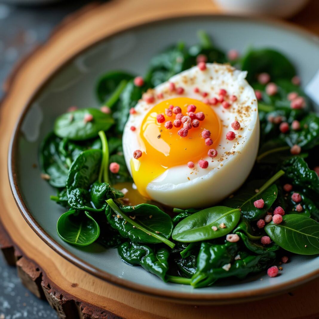 4-Minuten-Ei mit Blattspinat Rezept 4-Minuten-Ei mit Blattspinat Rezept