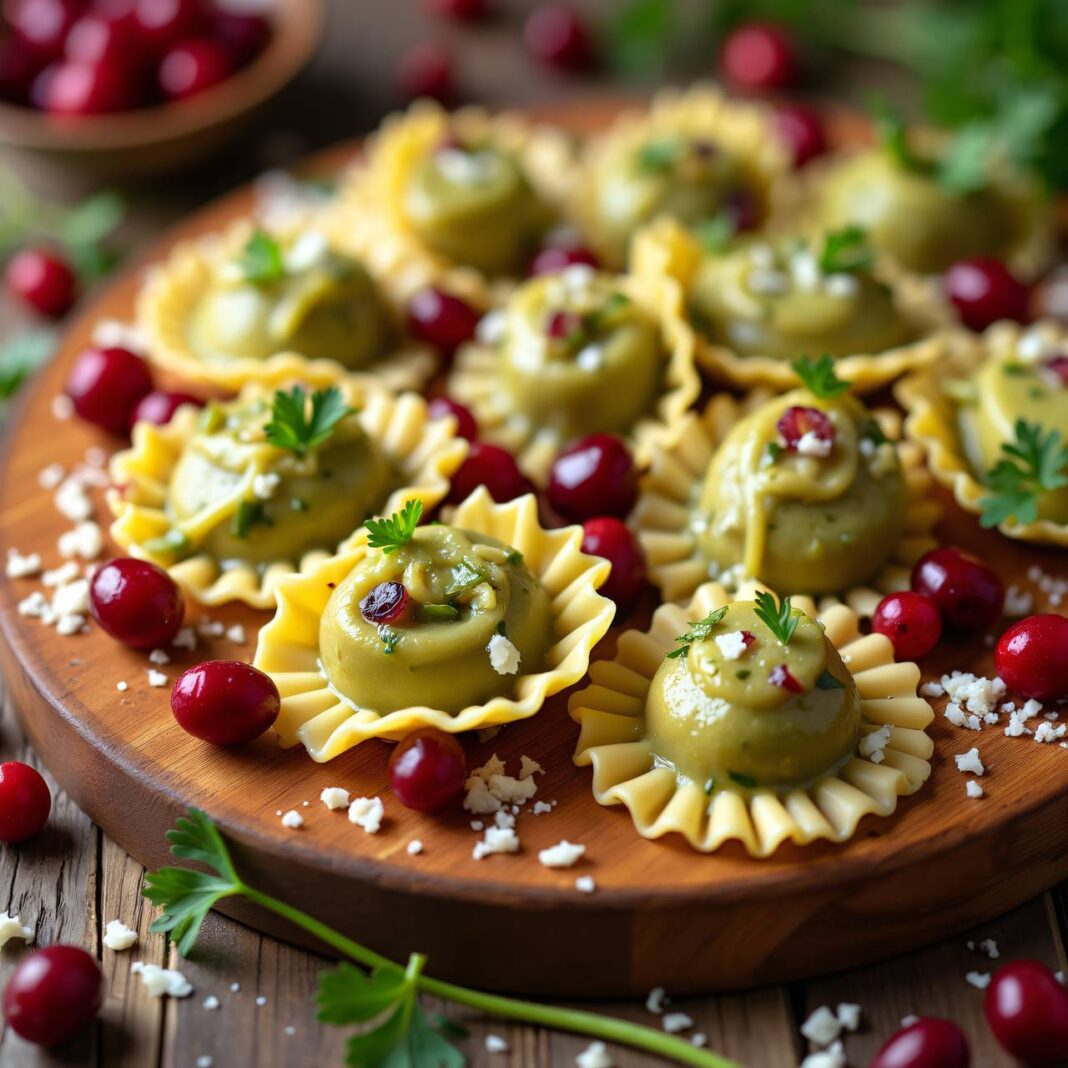 Agnolotti mit Lauch und Preiselbeeren Rezept Agnolotti mit Lauch und Preiselbeeren Rezept
