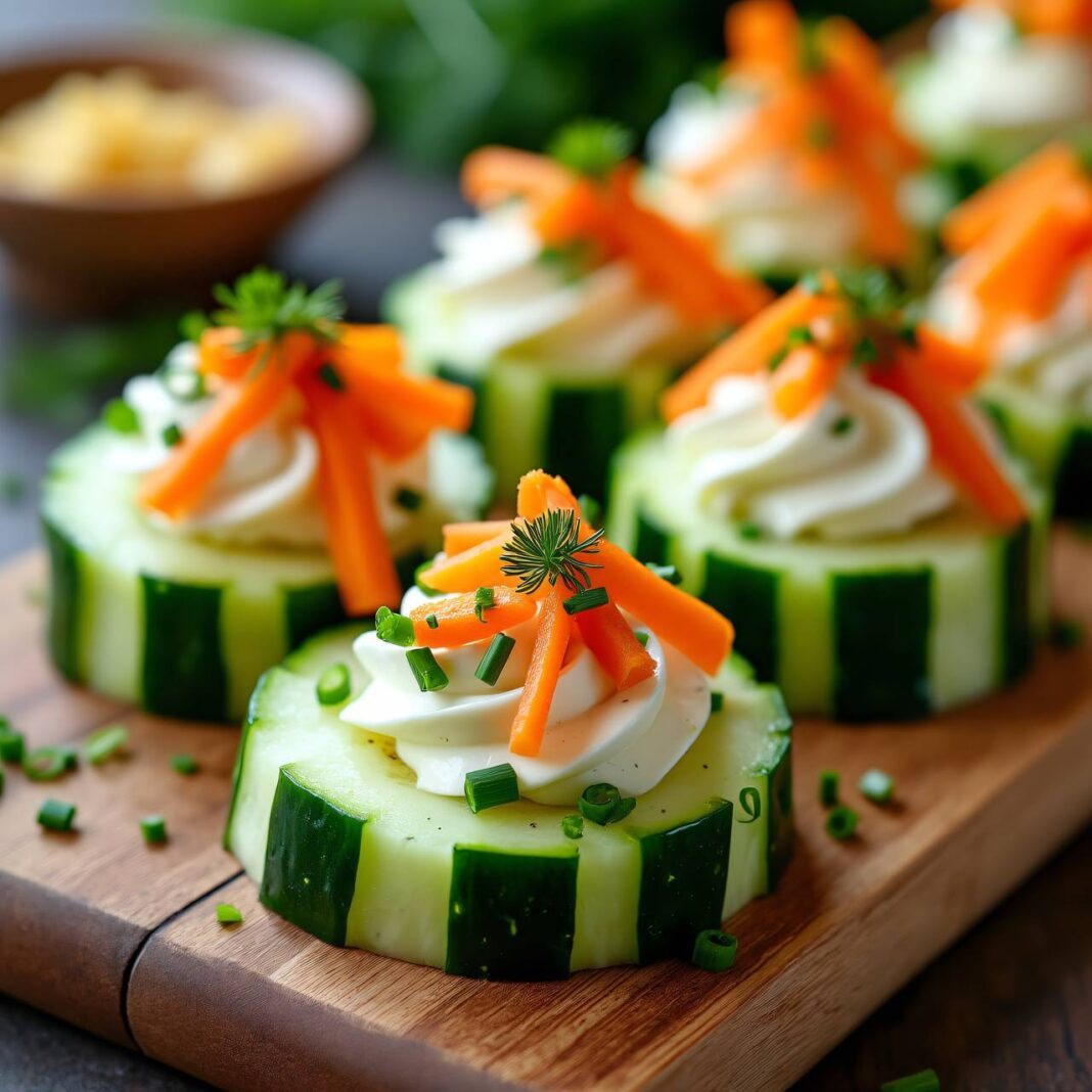 Aperitif-Gurken mit Hüttenkäse Rezept Aperitif-Gurken mit Hüttenkäse Rezept