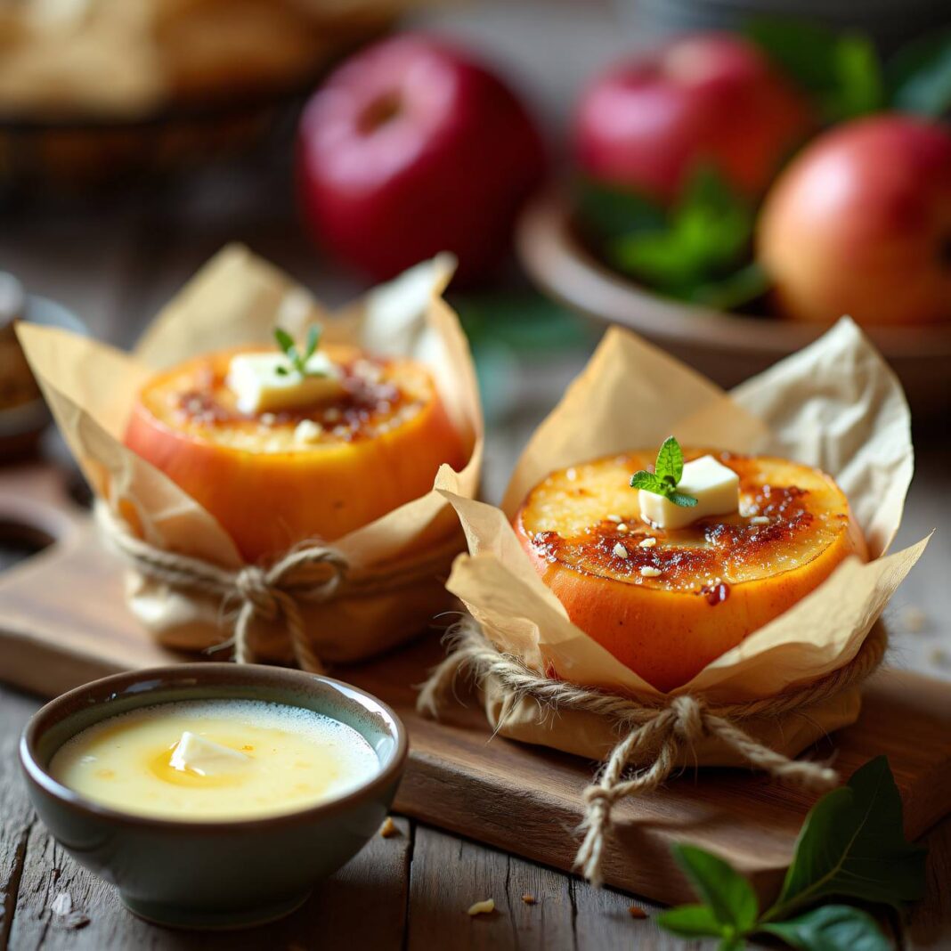 Apfel im Pergament mit Zabaione Rezept Apfel im Pergament mit Zabaione Rezept