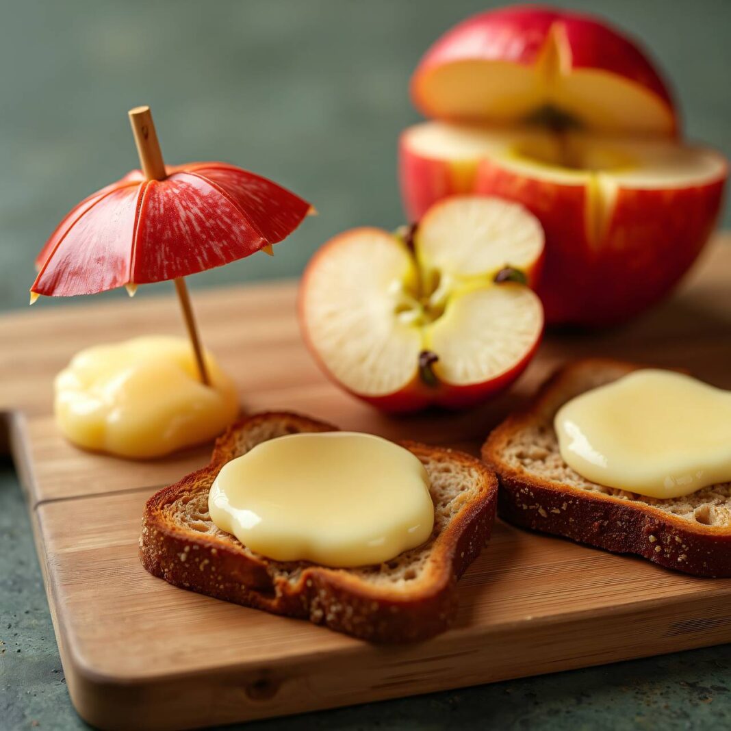 Apfel-Schirm mit Käsebrot „Wölkli“ Rezept Apfel-Schirm mit Käsebrot „Wölkli“ Rezept