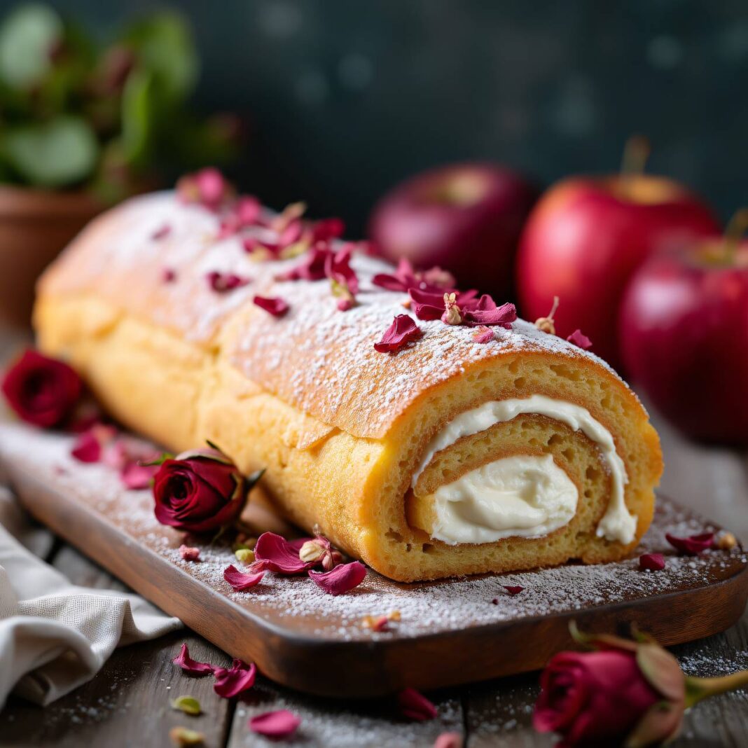 Apfelroulade mit Rosenzucker Rezept Apfelroulade mit Rosenzucker Rezept