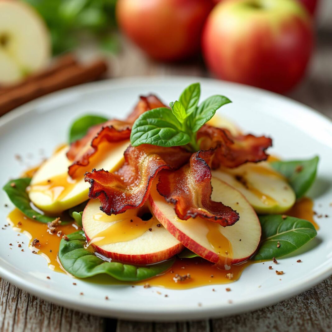 Apfelsalat mit Speck-Zimt-Vinaigrette Rezept Apfelsalat mit Speck-Zimt-Vinaigrette Rezept