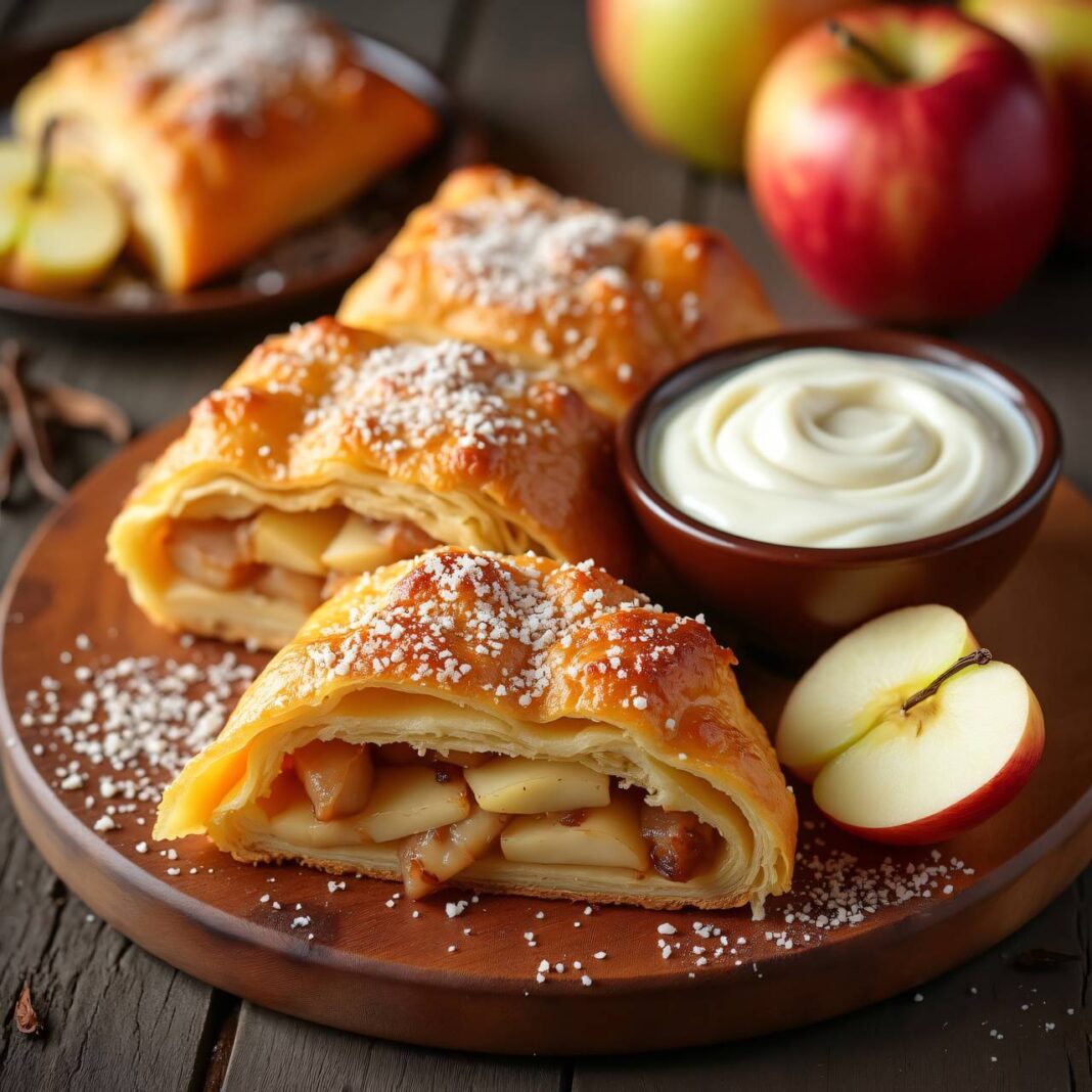 Apfelstrudelchen mit Vanille-Joghurt-Sauce Rezept Apfelstrudelchen mit Vanille-Joghurt-Sauce Rezept