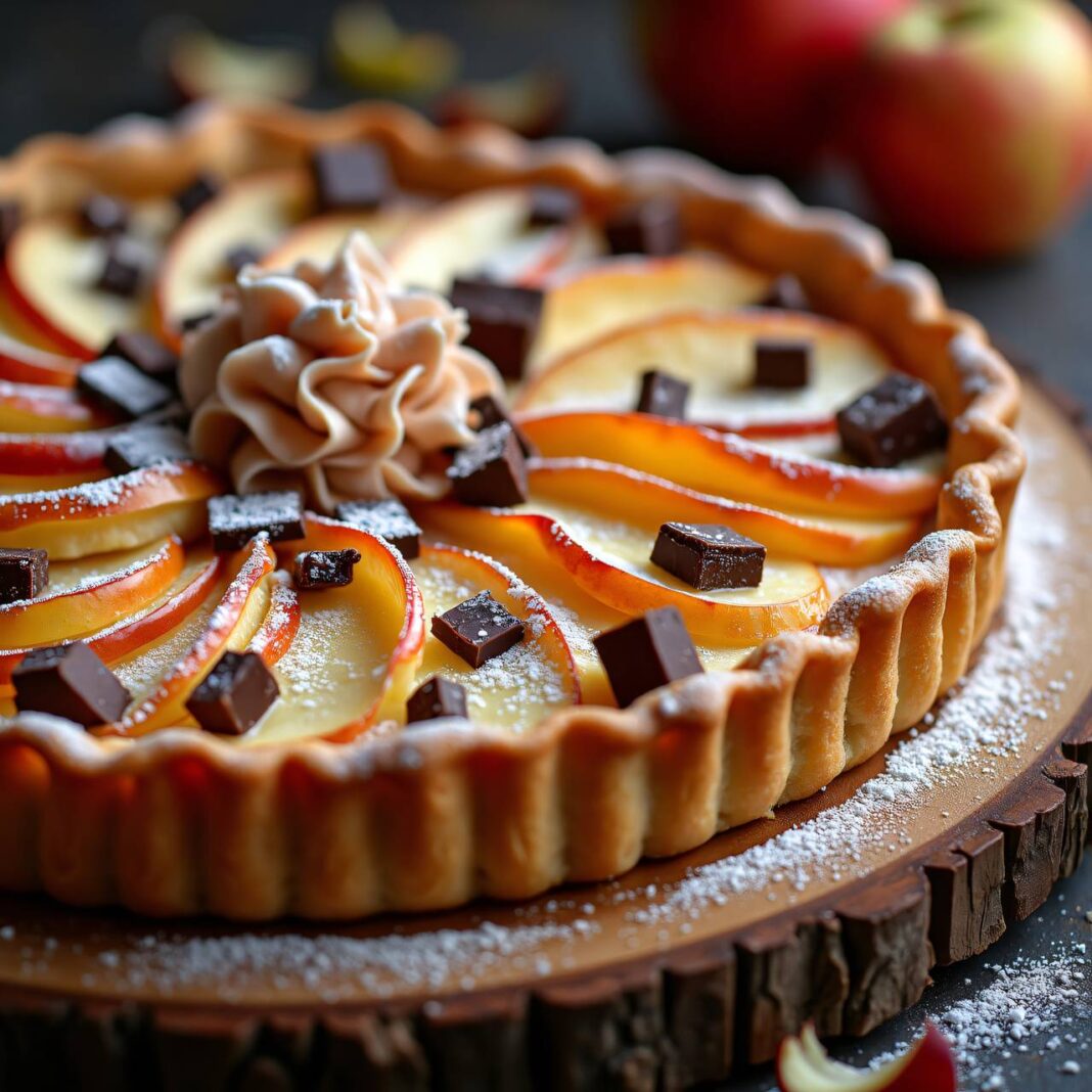 Apfeltarte mit Schokolade Rezept Apfeltarte mit Schokolade Rezept