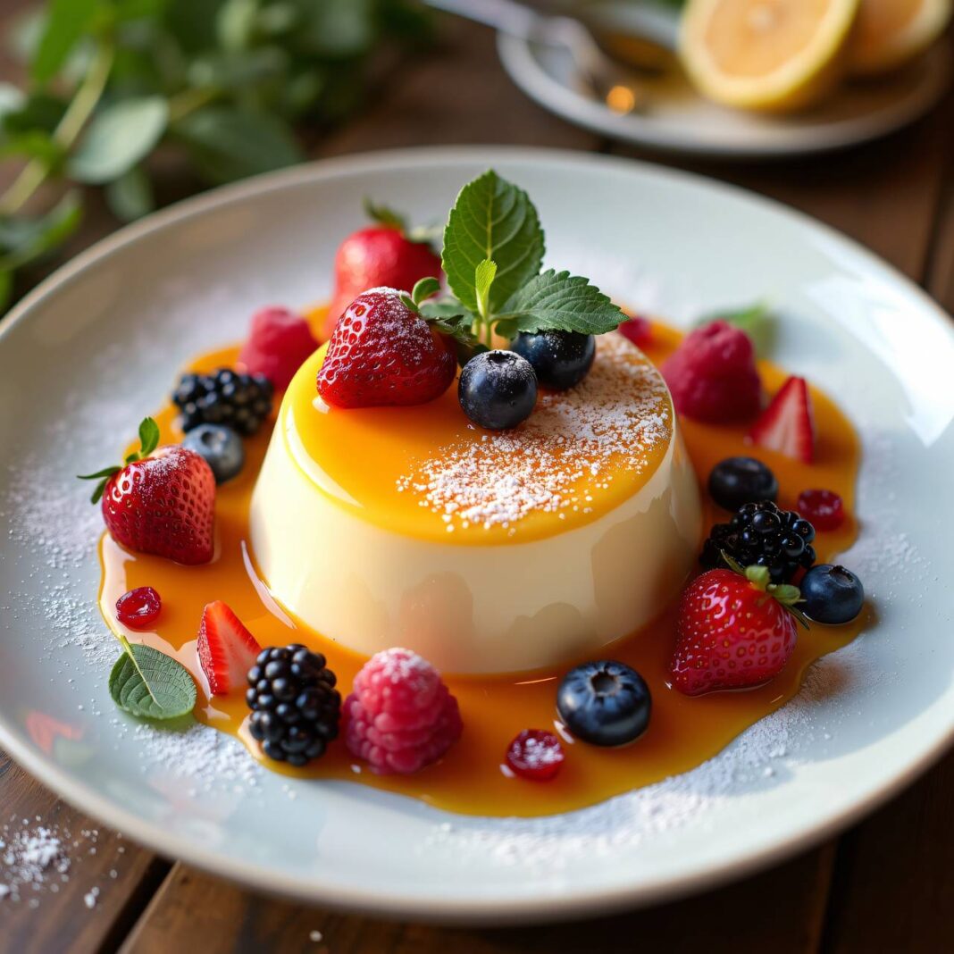 Aprikosen-Panna-cotta mit Beeren Rezept Aprikosen-Panna-cotta mit Beeren Rezept