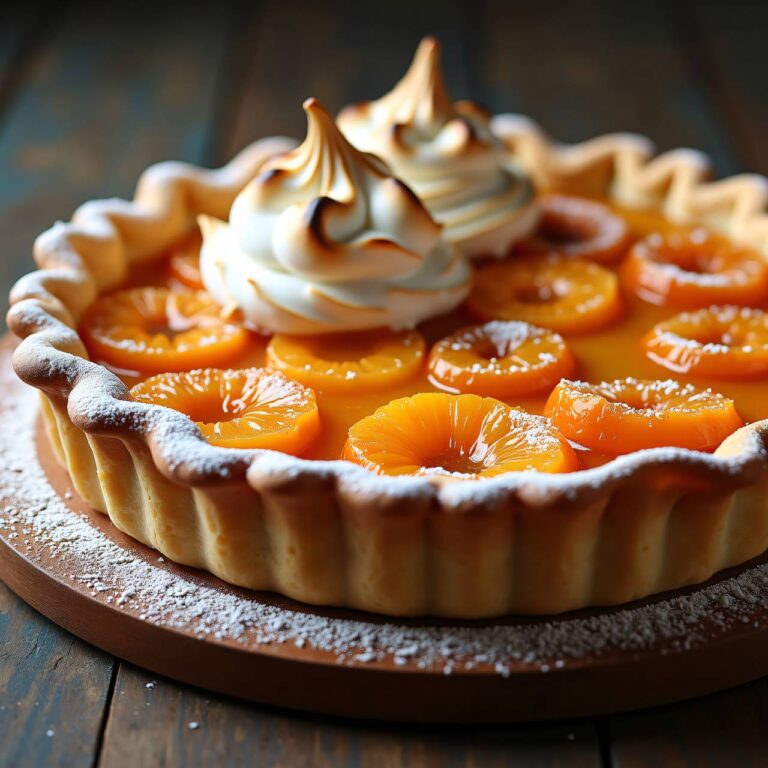 Aprikosen-Pie mit Meringue-Crème-fraîche Rezept