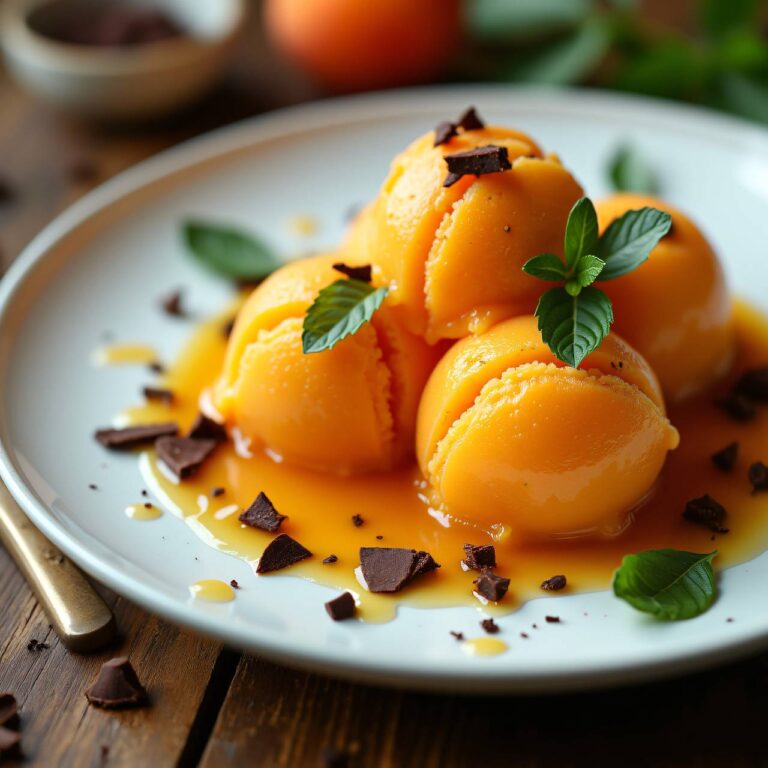 Aprikoseneis mit Balsamico-Sauce Rezept