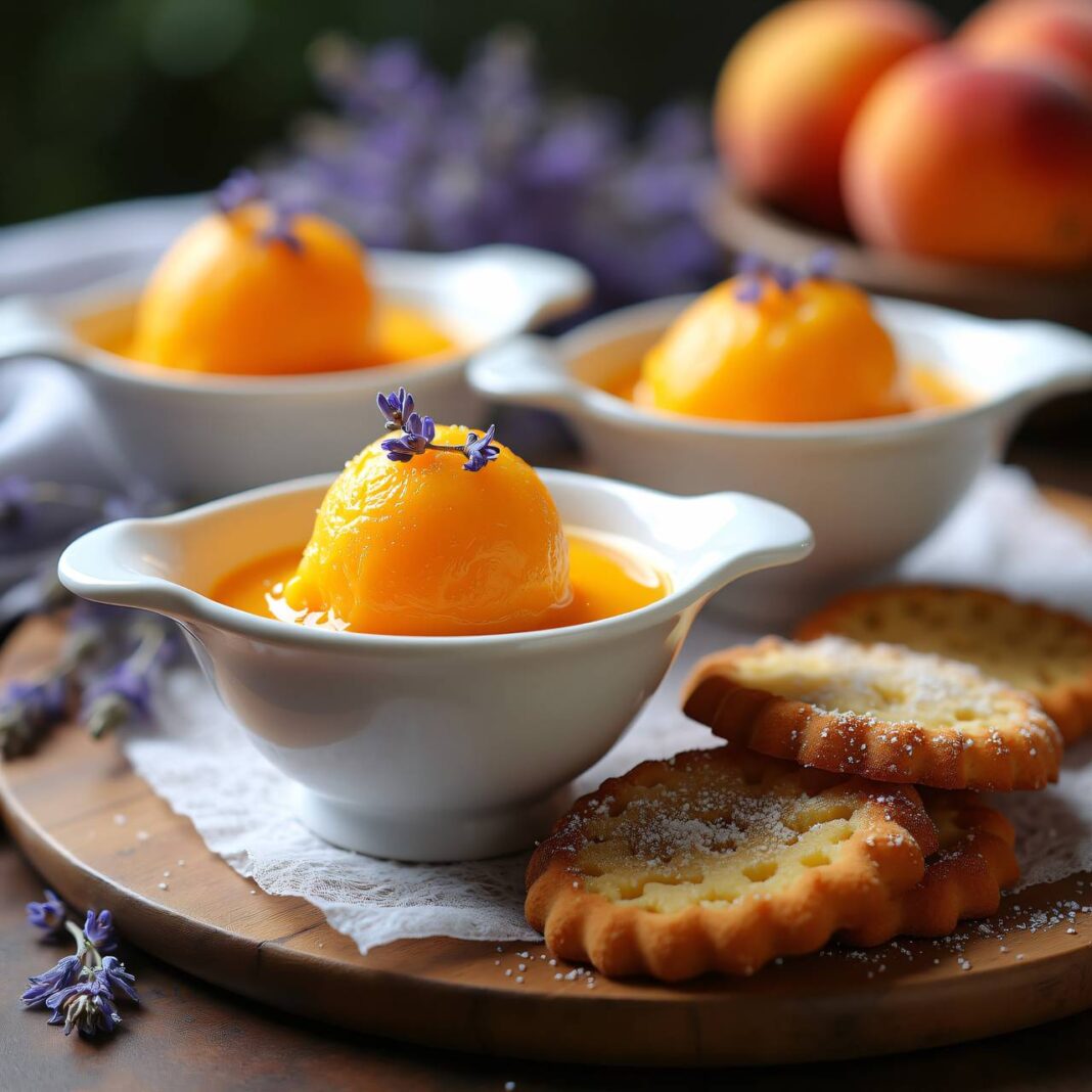 Aprikosensorbet mit Lavendel-Keksen Rezept Aprikosensorbet mit Lavendel-Keksen Rezept