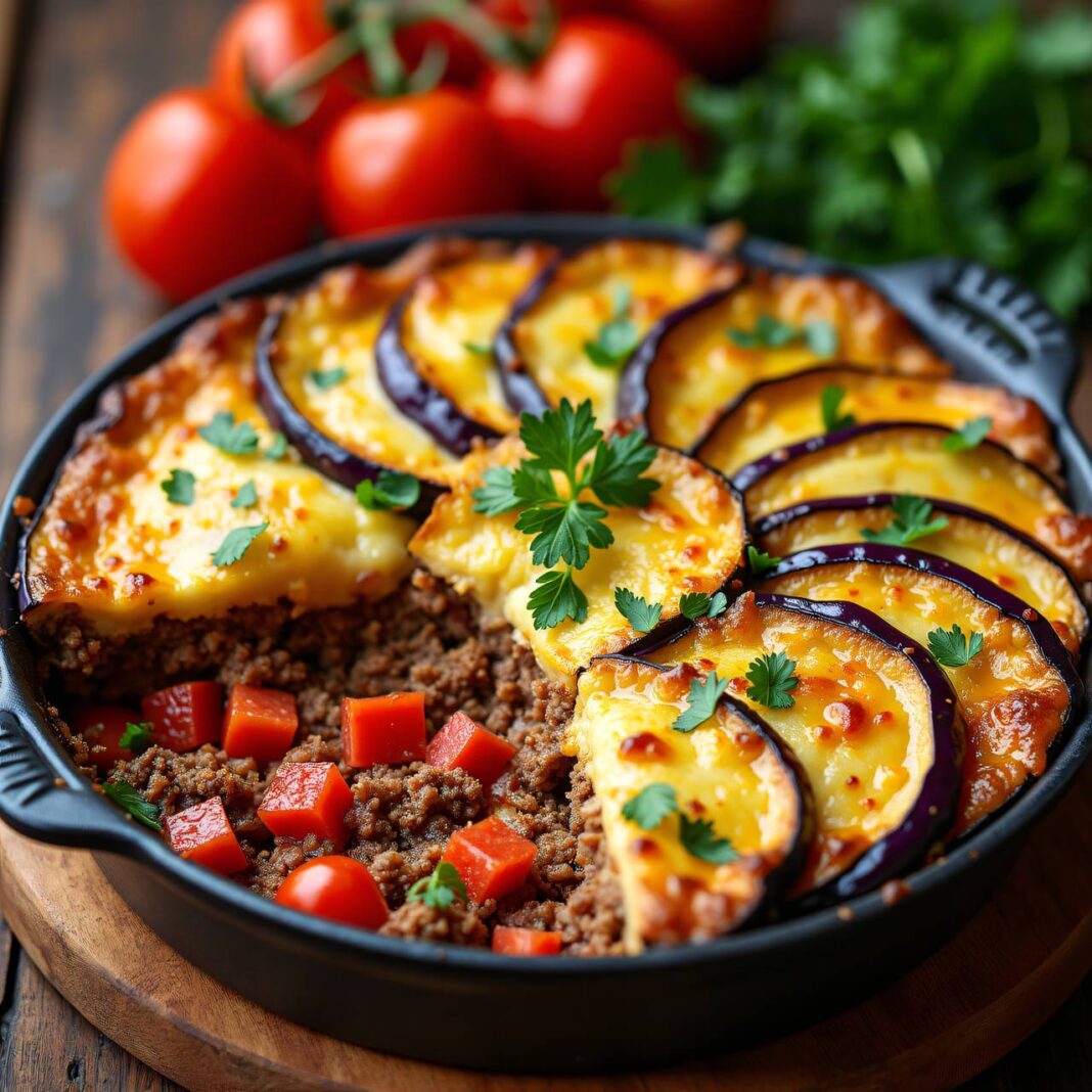 Auberginen-Hackfleisch-Gratin Rezept Auberginen-Hackfleisch-Gratin Rezept