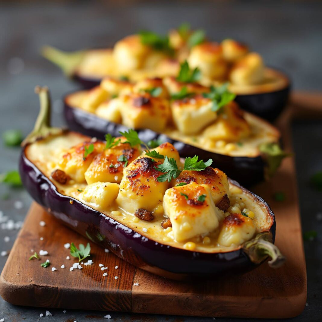 Auberginen mit Hirse-Mozzarella-Füllung Rezept Auberginen mit Hirse-Mozzarella-Füllung Rezept