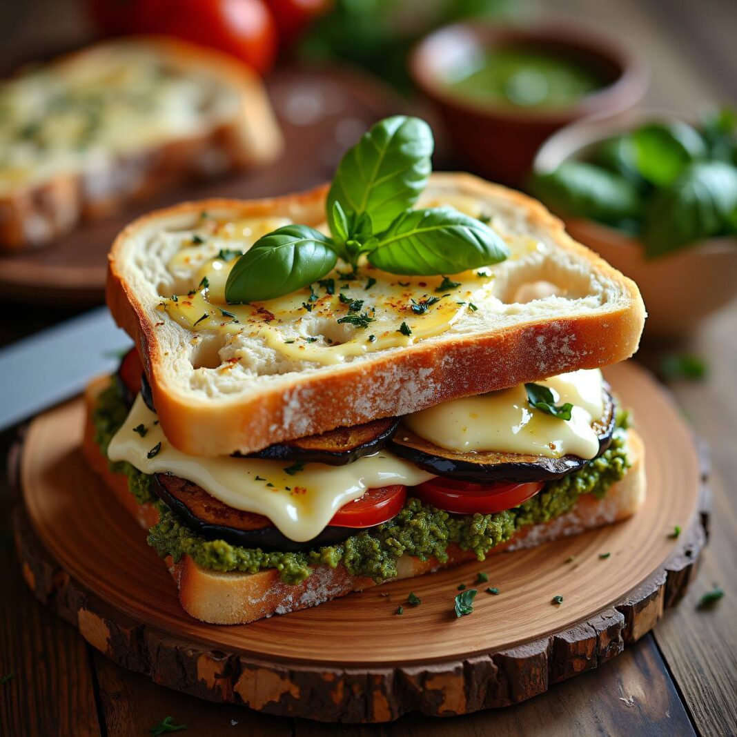 Auberginen-Mozzarella-Sandwich aus dem Ofen Rezept Auberginen-Mozzarella-Sandwich aus dem Ofen Rezept