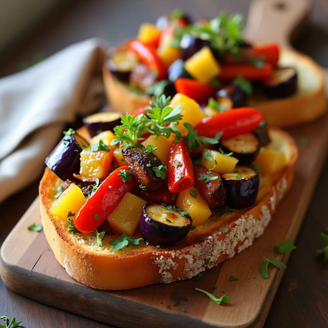 Auberginen-Paprika-Toast Rezept Auberginen-Paprika-Toast Rezept