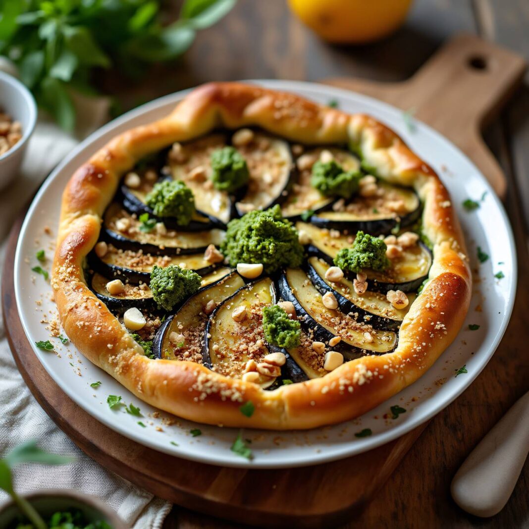 Auberginen-Pesto-Blechkuchen Rezept Auberginen-Pesto-Blechkuchen Rezept