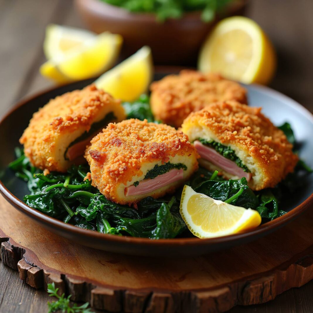 Bärlauch-Cordon-bleu mit Spinat Rezept Bärlauch-Cordon-bleu mit Spinat Rezept