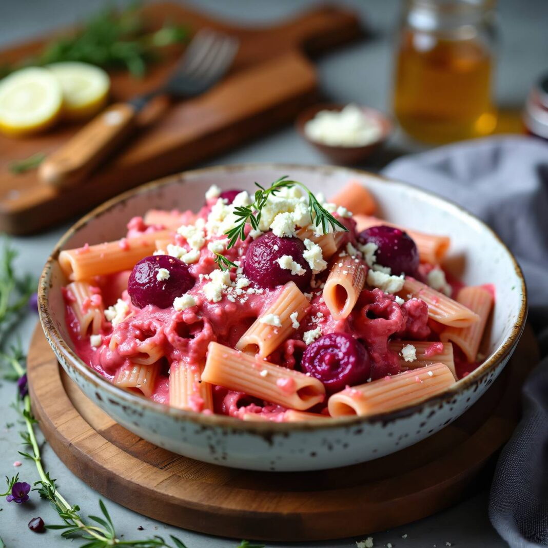 Baked-Feta-Pasta mit roten Rüben Rezept Baked-Feta-Pasta mit roten Rüben Rezept