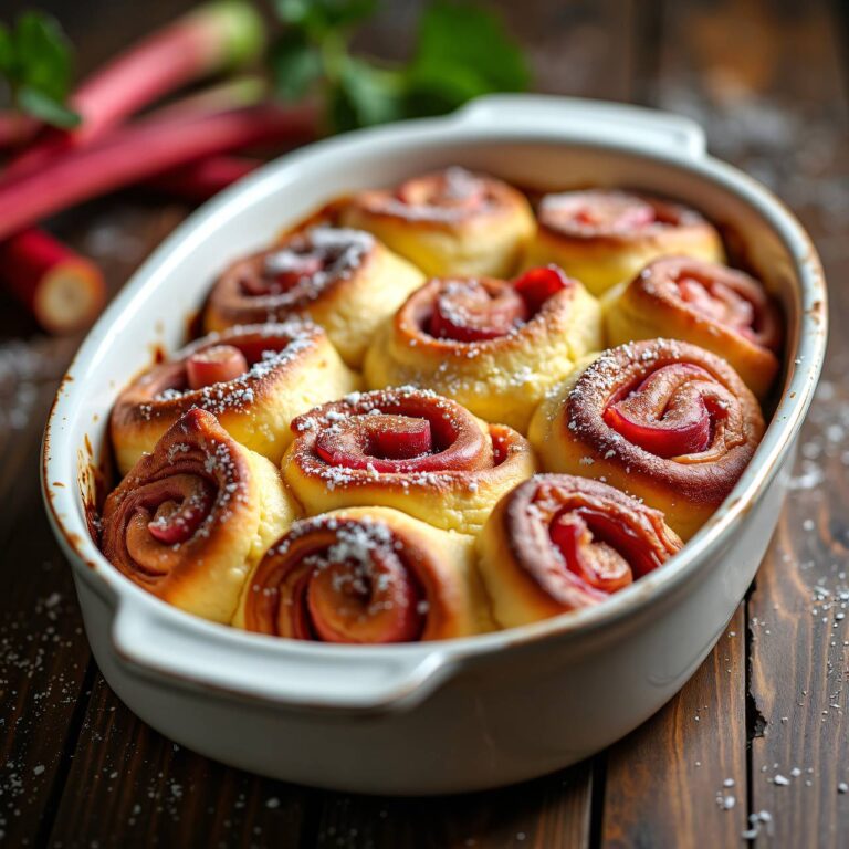 Baked French-Toast-Rolls mit Rhabarber Rezept