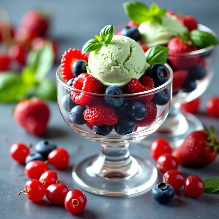 Beeren mit Basilikum-Eis Rezept