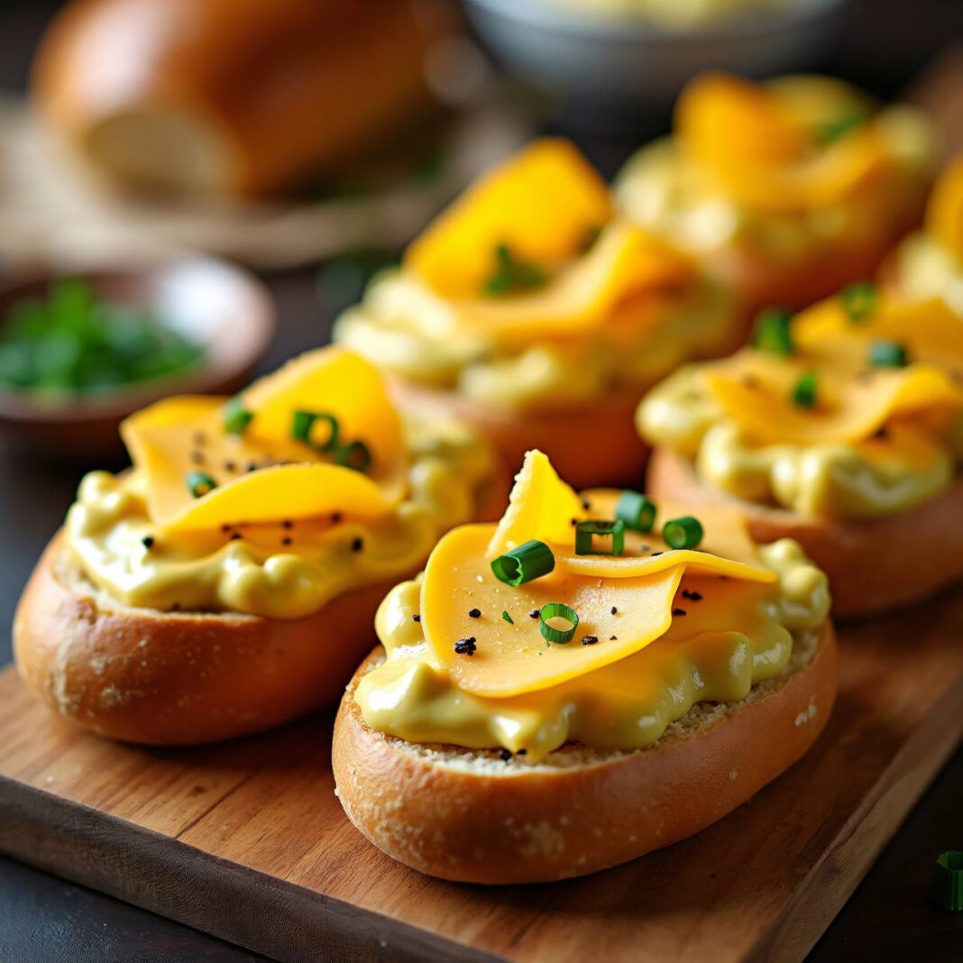 Belegte Brötchen mit Senf-Ziegen-Crème und Käse Rezept Belegte Brötchen mit Senf-Ziegen-Crème und Käse Rezept