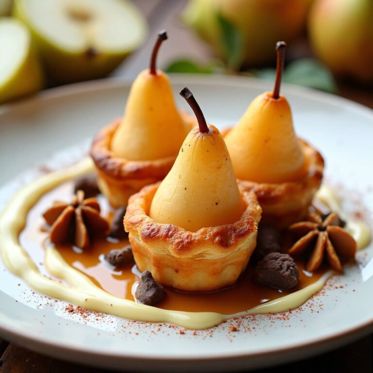 Birnen im Schlafrock mit Crème-fraîche-Sauce Rezept
