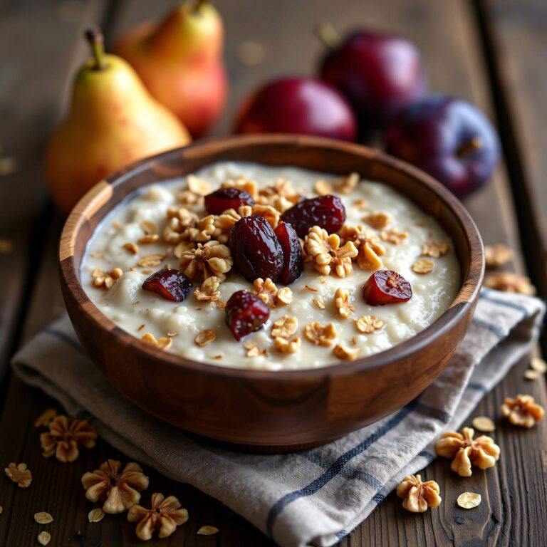 Birnen-Zwetschgen-Porridge mit Datteln Rezept