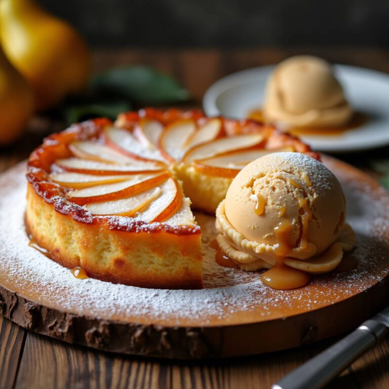 Birnenkuchen mit Karamellsoße Rezept