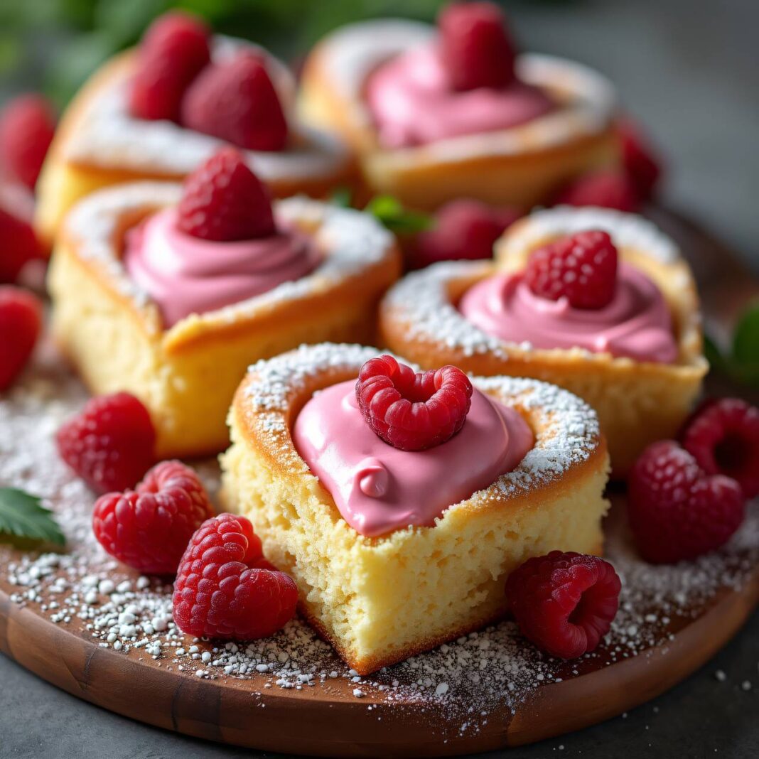 Biskuit-Herzen mit Himbeermousse Rezept Biskuit-Herzen mit Himbeermousse Rezept