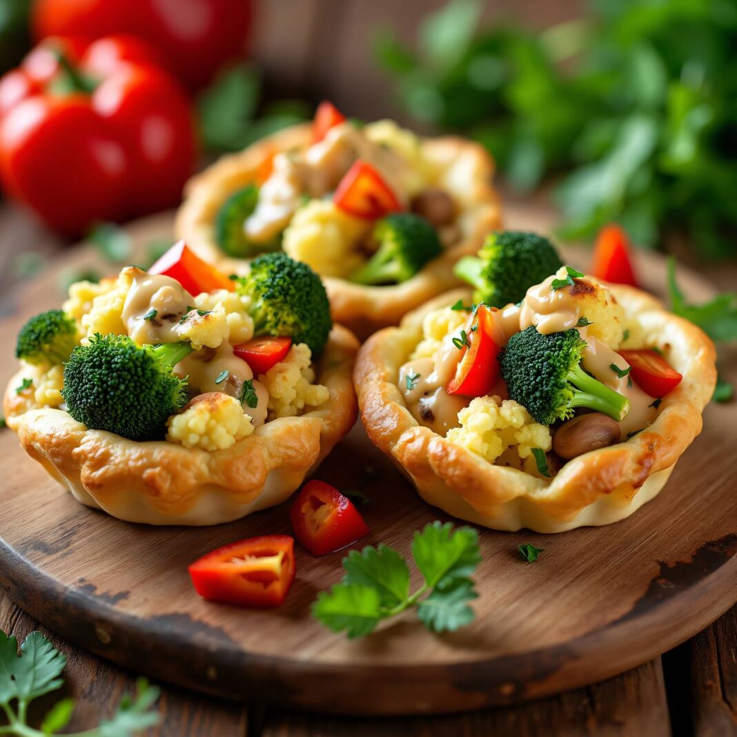 Blätterteig-Pastete vegetarisch mit Kohl und Paprika Rezept Blätterteig-Pastete vegetarisch mit Kohl und Paprika Rezept