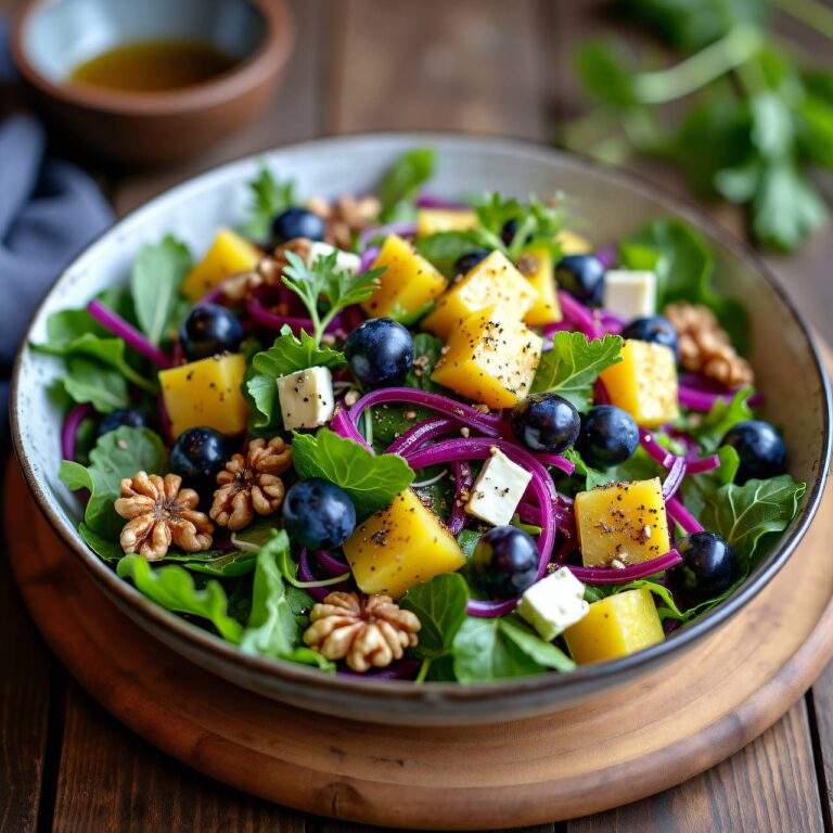 Blattsalat mit Kartoffeln, Trauben und Käse Rezept