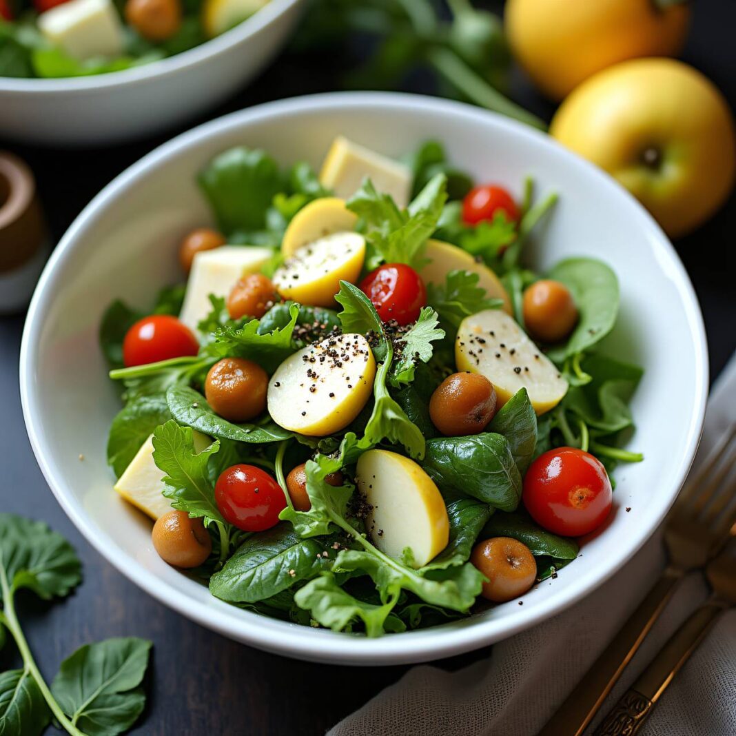 Blattsalat mit Kichererbsen und Mozzarella Rezept Blattsalat mit Kichererbsen und Mozzarella Rezept