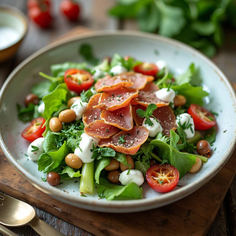 Blattsalat mit Soissonsbohnen an Joghurtsauce Rezept
