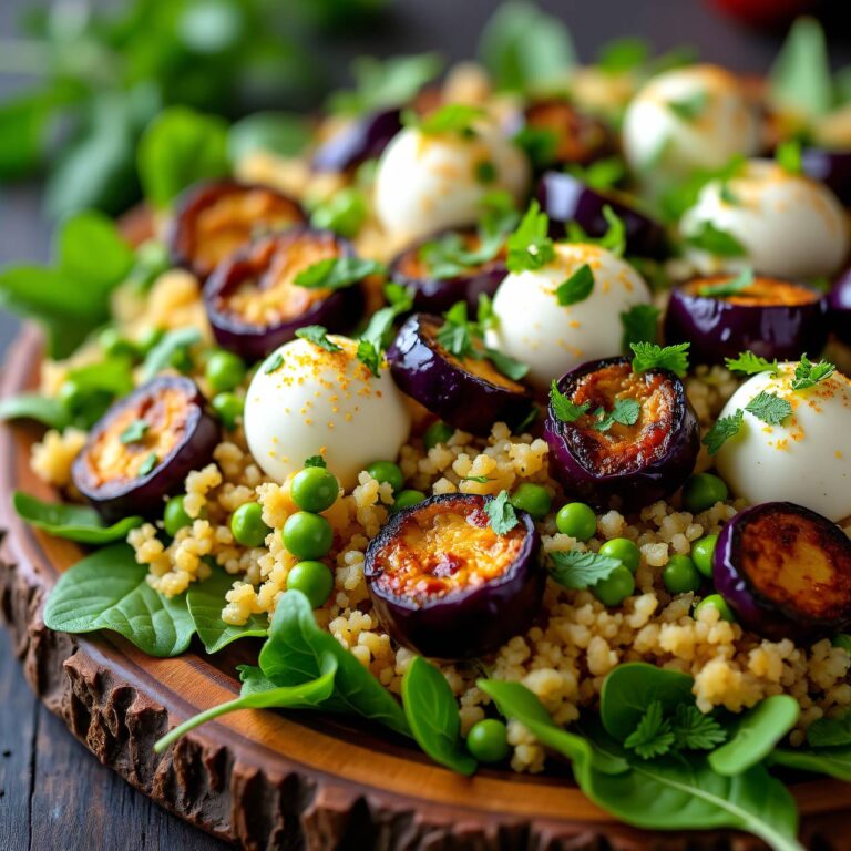 Blattsalat mit Tabouleh, Auberginen und Mozzarella Rezept