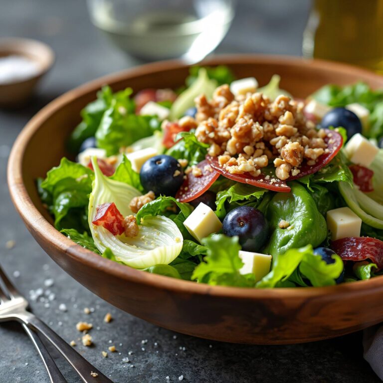 Blattsalat mit Trauben, Käse und Salami Rezept