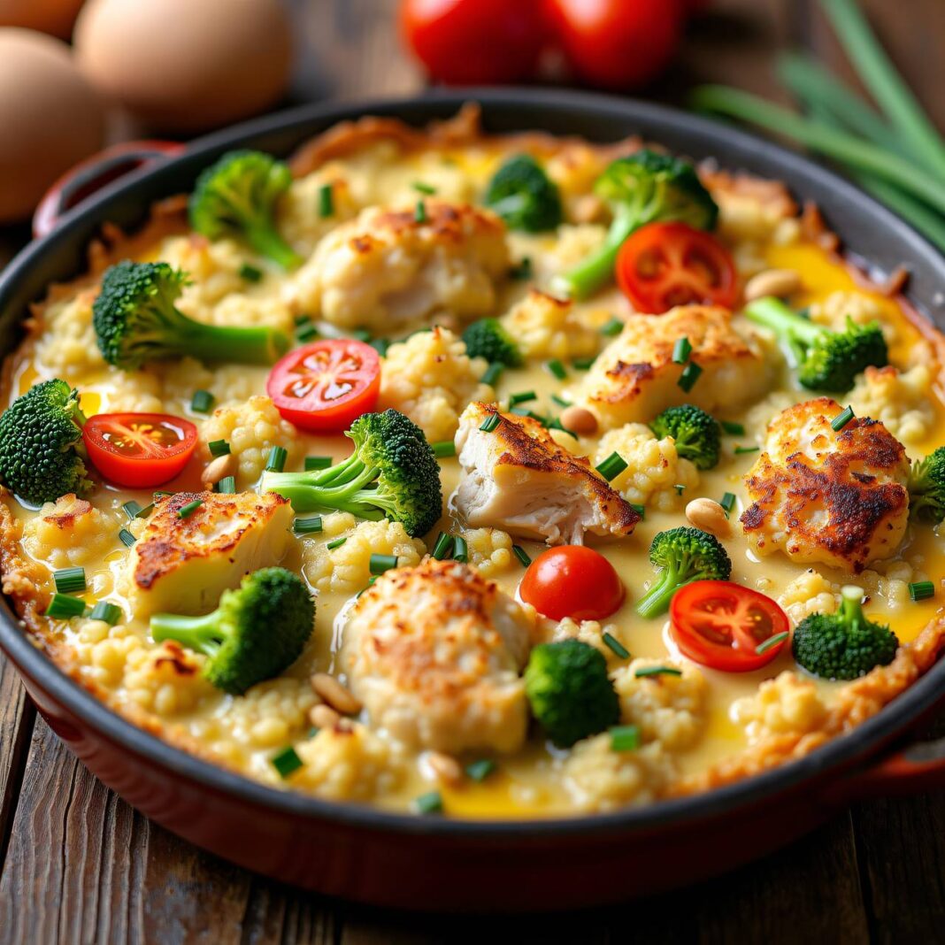 Blumenkohl-Broccoli-Gratin mit Hühnerwürfeln Rezept Blumenkohl-Broccoli-Gratin mit Hühnerwürfeln Rezept