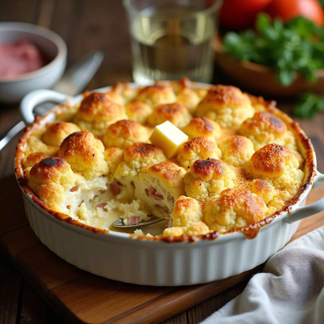 Blumenkohlgratin mit Schinken Rezept Blumenkohlgratin mit Schinken Rezept