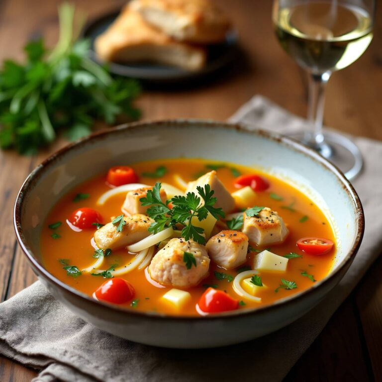 Bouillabaisse vom Suppenhuhn Rezept