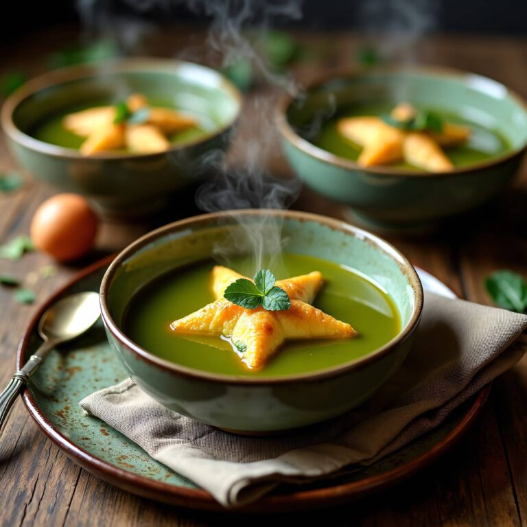 Bouillon mit grünem Eierstich Rezept