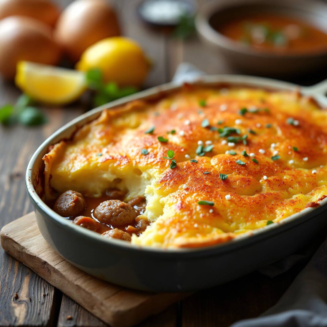 Brätbällchen-Kartoffelpüree-Auflauf Rezept Brätbällchen-Kartoffelpüree-Auflauf Rezept