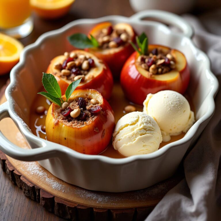 Bratäpfel mit Frucht-Nuss-Füllung und Vanilleeis Rezept