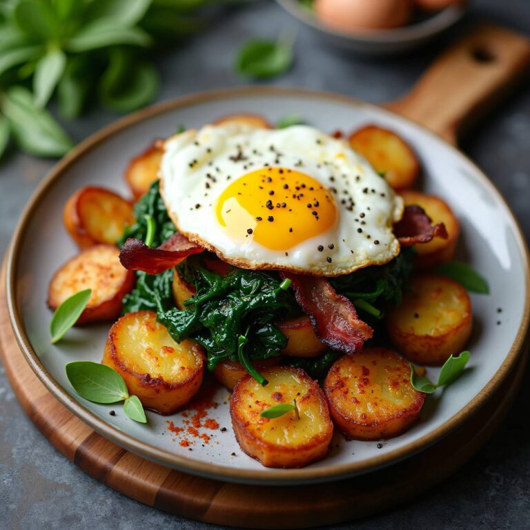 Bratkartoffeln mit Bärlauch-Spinat Rezept