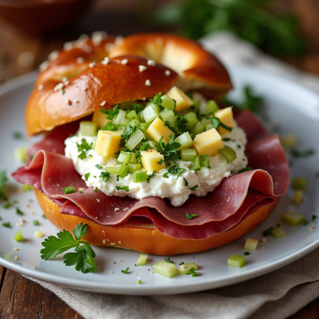 Brezel mit Trockenfleisch und Hüttenkäse-Tatar Rezept Brezel mit Trockenfleisch und Hüttenkäse-Tatar Rezept