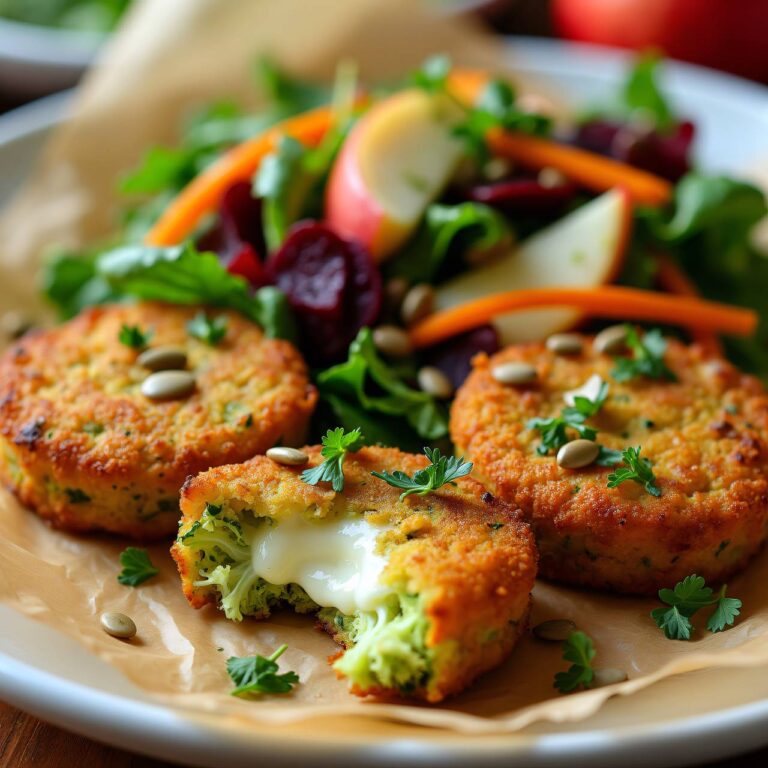 Broccoli-Käse-Nuggets mit Salat (Low Carb) Rezept