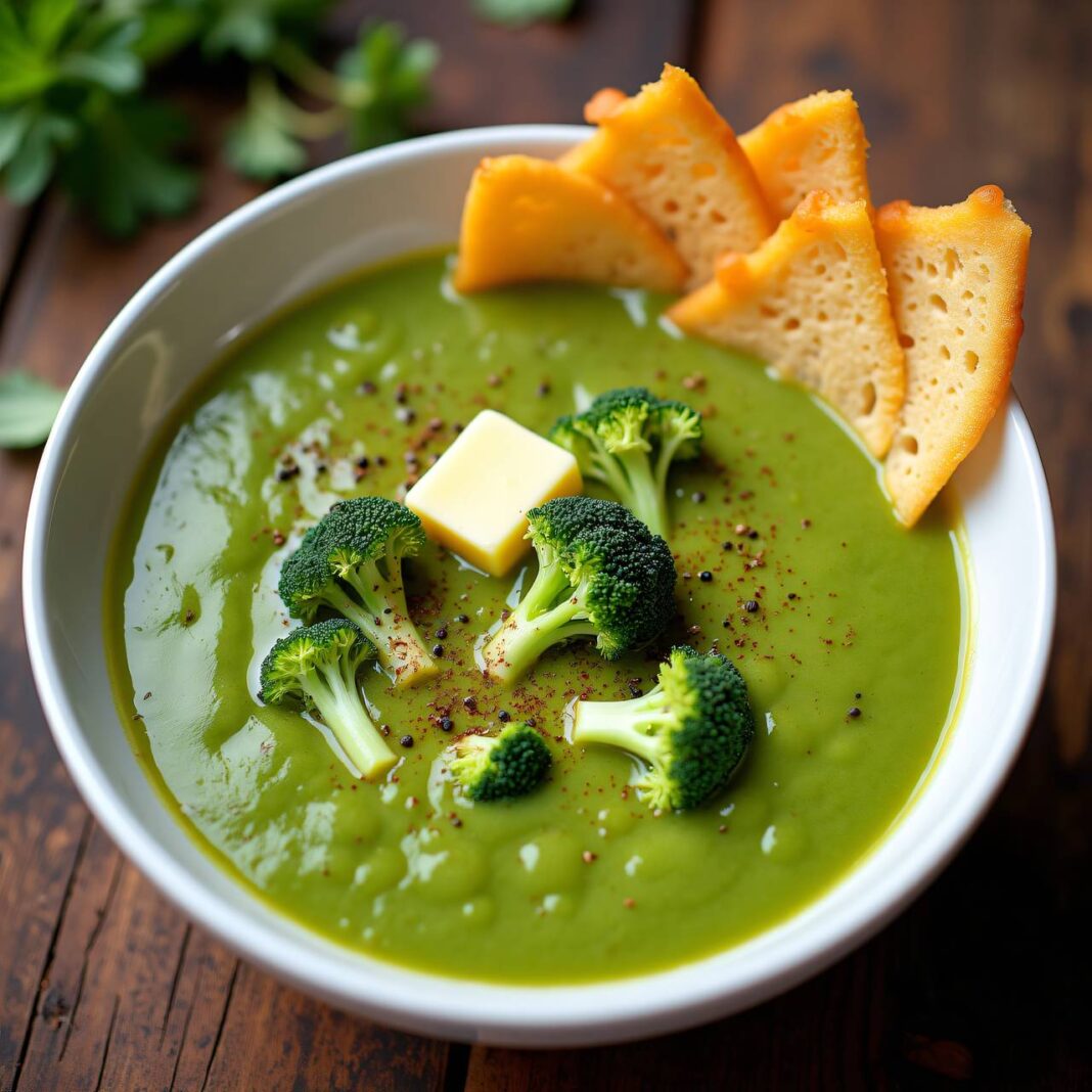 Broccolisuppe mit Fleischkäse-Wraps Rezept Broccolisuppe mit Fleischkäse-Wraps Rezept