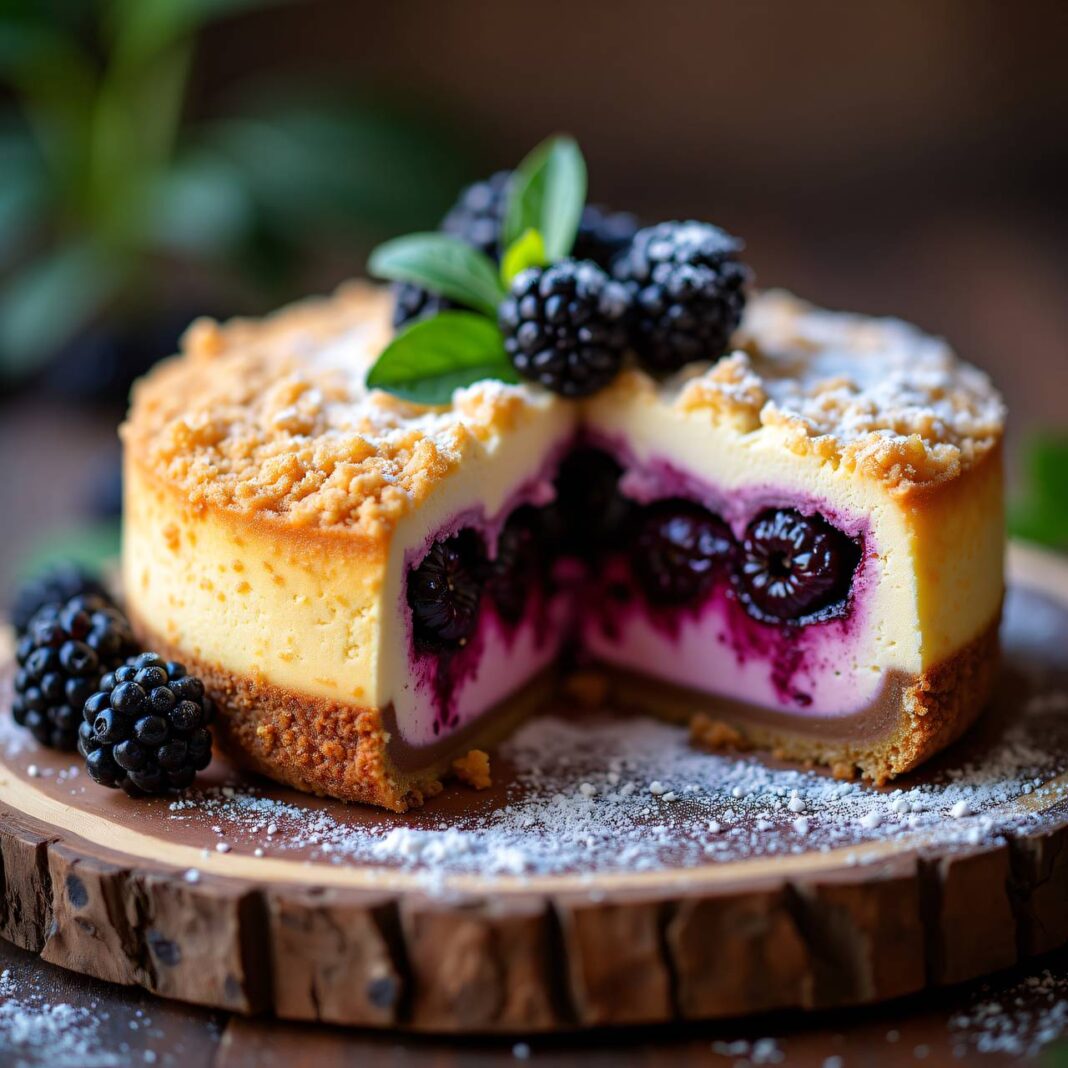 Brombeer-Cheesecake mit Streuseln Rezept Brombeer-Cheesecake mit Streuseln Rezept