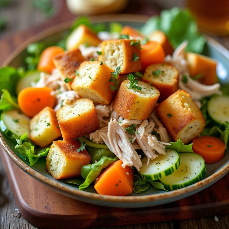 Brotsalat mit Pulled Chicken (No Food Waste) Rezept